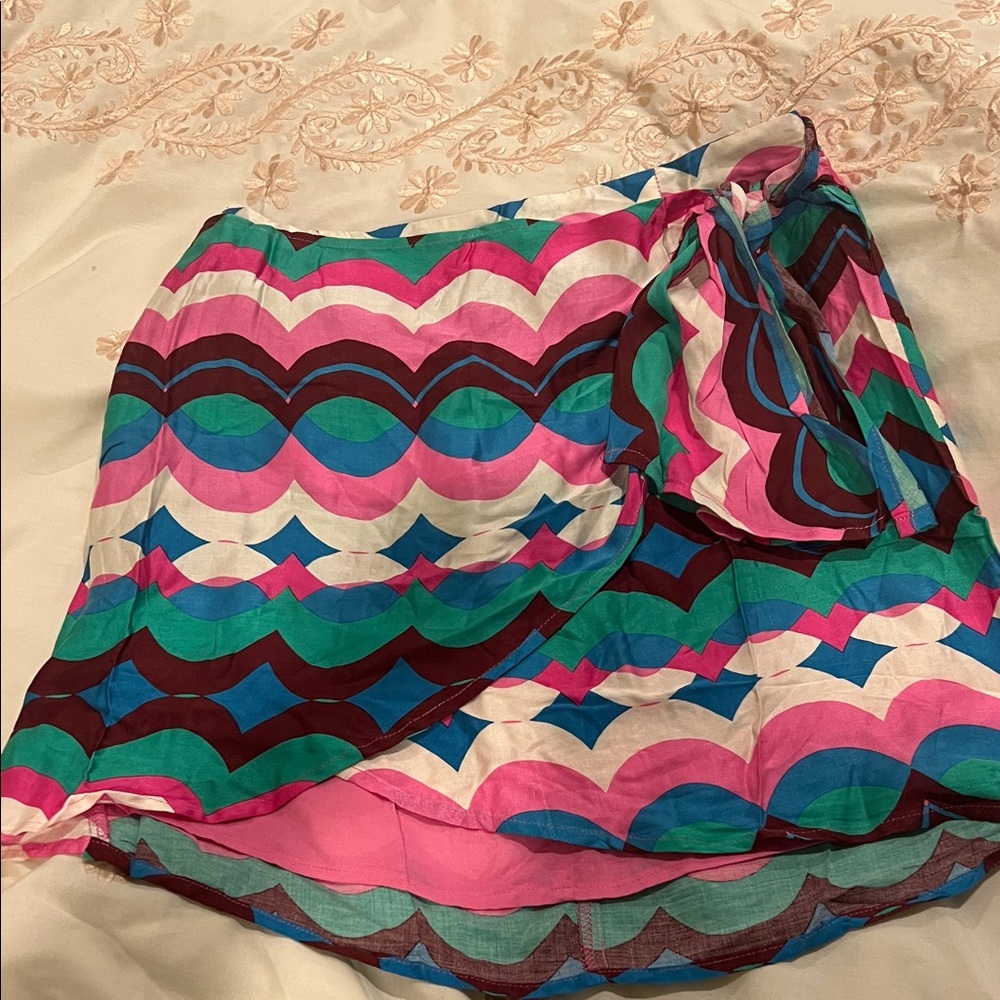 Olivaceous Colorblock skirt — Pink, Teal & Blue